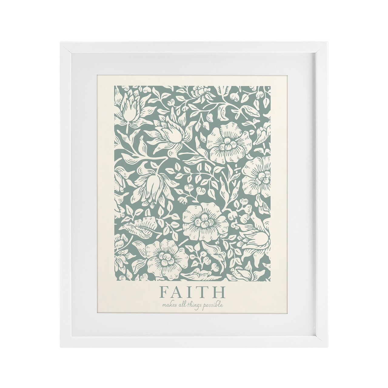 Stupell Industries Faith Quote with Floral Pattern Framed Print Under Glass, design by Wild Apple Portfolio